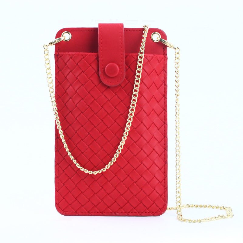 Women's Summer Simple Trendy Mini Vertical Mobile Zipper Woven Bags