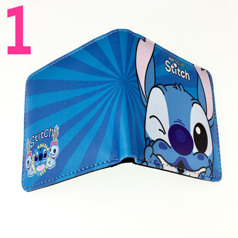 Cute Cartoon Stitch Short Anime Blue Long Coin Purses