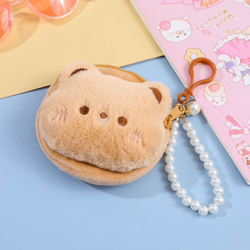 Pearl Chain Cartoon Animal Pendant Storage Coin Purses