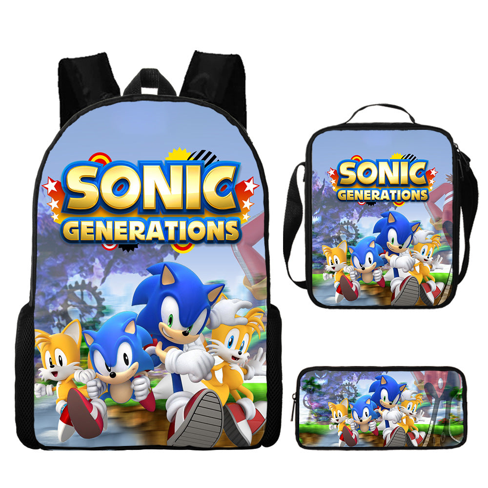 Sonic Primary Three-piece Set Cartoon Animation Bags