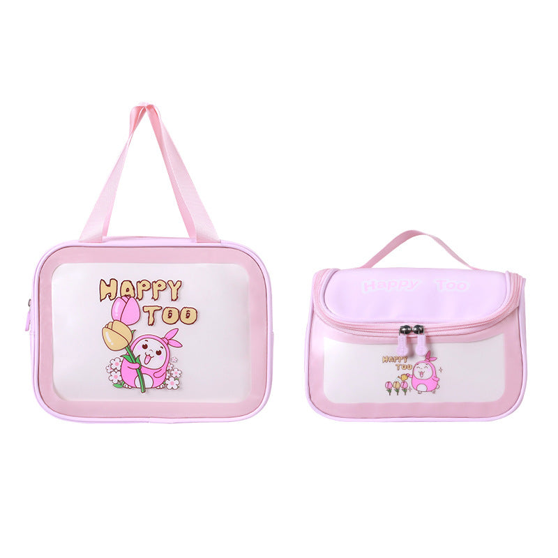 Large Capacity Wash Transparent Cartoon Waterproof Cosmetic Bags