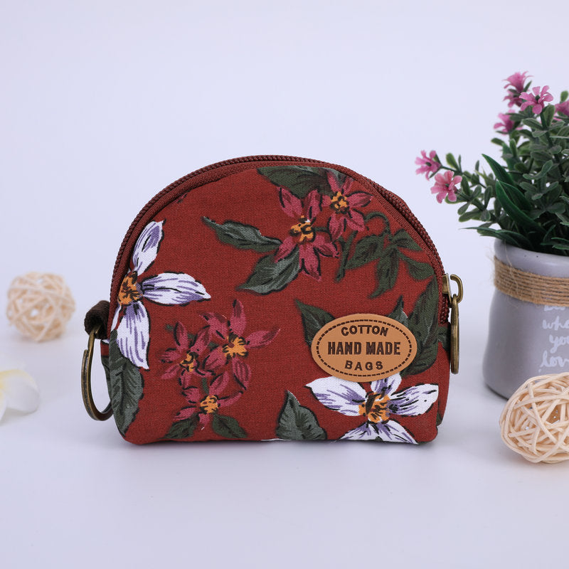 Shell Pastoral Style Flower Small Cloth Coin Purses