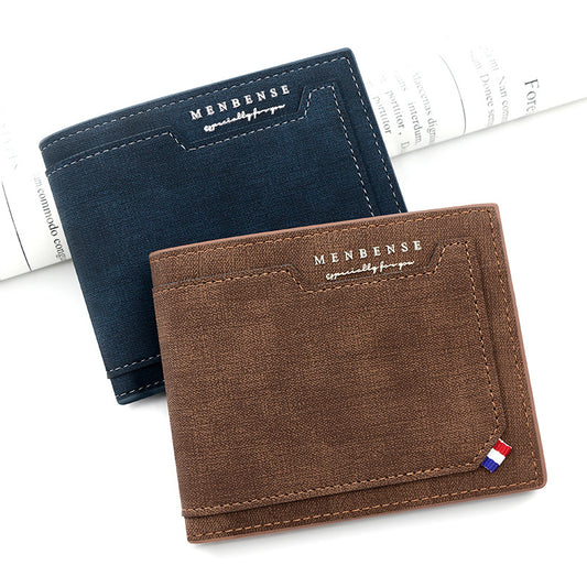 Men's Korean Style Short Frosted Hinge Large Men's Wallets