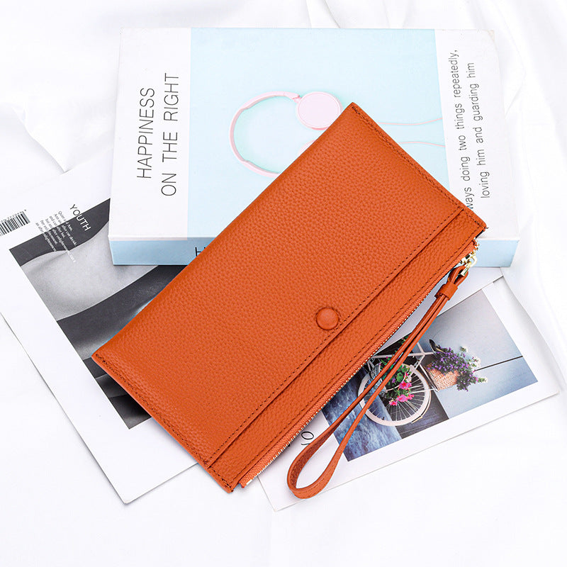 Women's Leather Hand-held Zipper Mobile Large Capacity Ladies Wallets