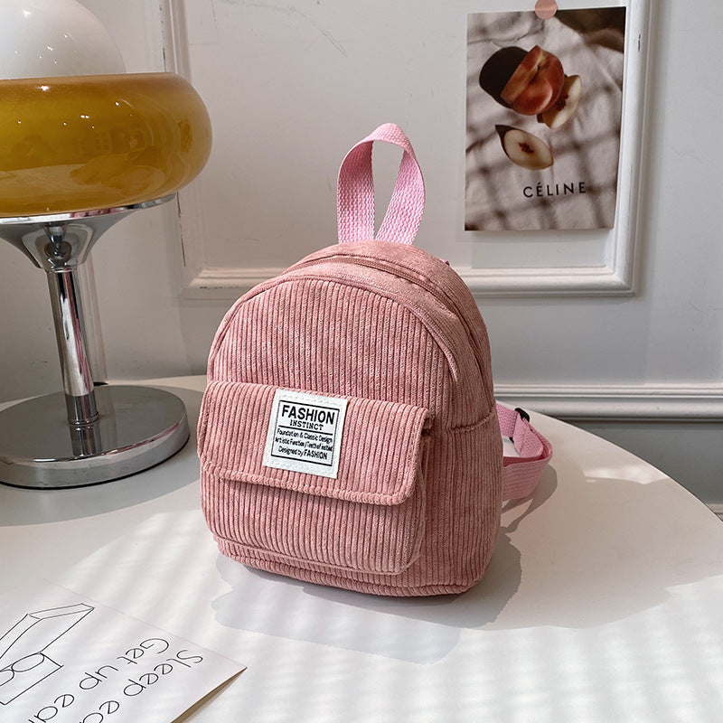 Mini sacs à dos simples en velours côtelé pour femmes, style Mori coréen