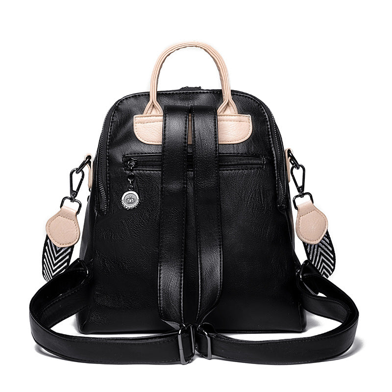 Women's Springtide Korean Fashionable Soft Leather Large Backpacks