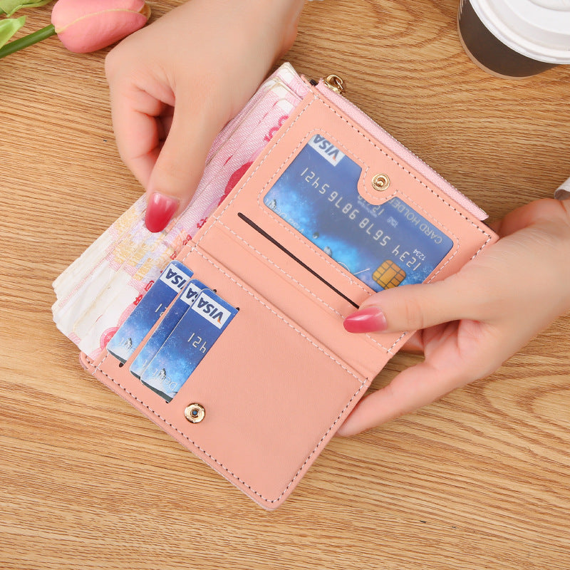 Women's Female Korean Style Stitching Contrast Color Coin Purses