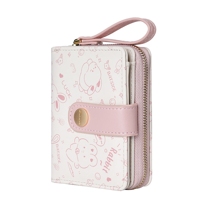 Women's Fresh Style Cute Bunny Short Zipper Ladies Wallets