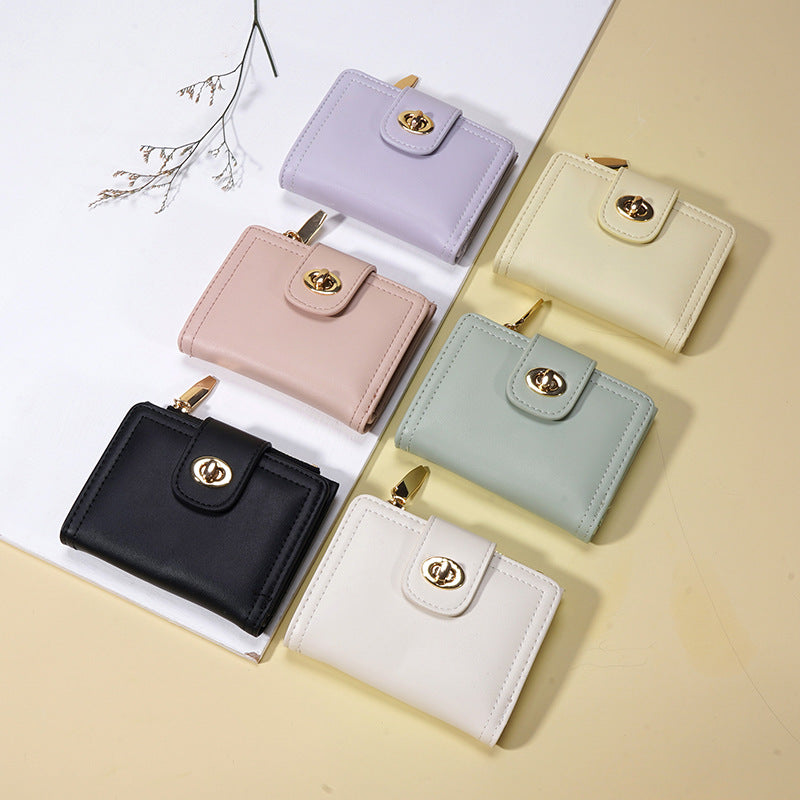 Women's Style Simple Short Two Fold Zipper Ladies Wallets