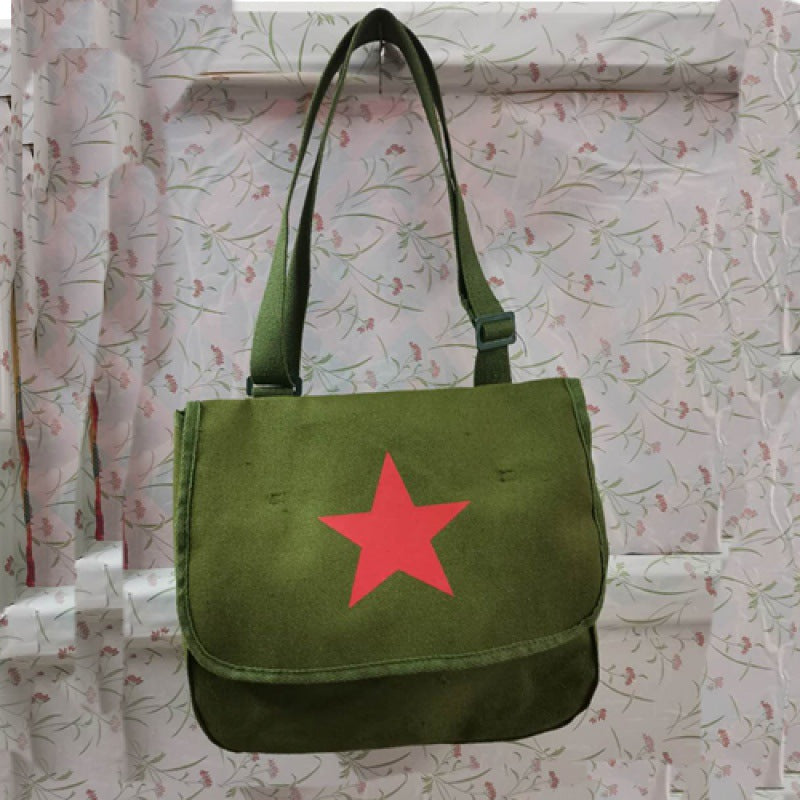 Lei Nostalgic Green Liberation Serve The People Old-fashioned Military Men's Shoulder Bags