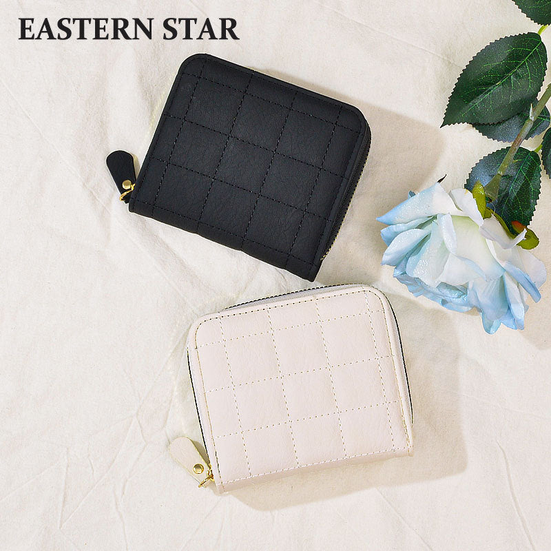 Cute Square Solid Color Soft Leather Ladies Wallets