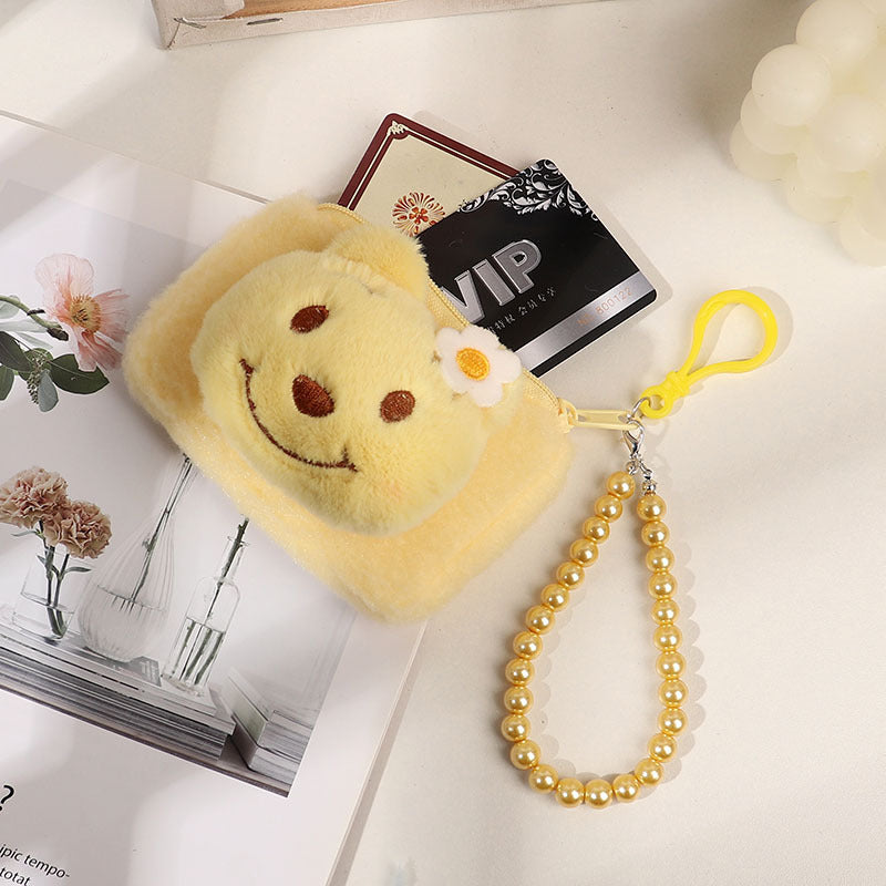 Necklace Plush Pendants Square Zipper Storage Coin Purses