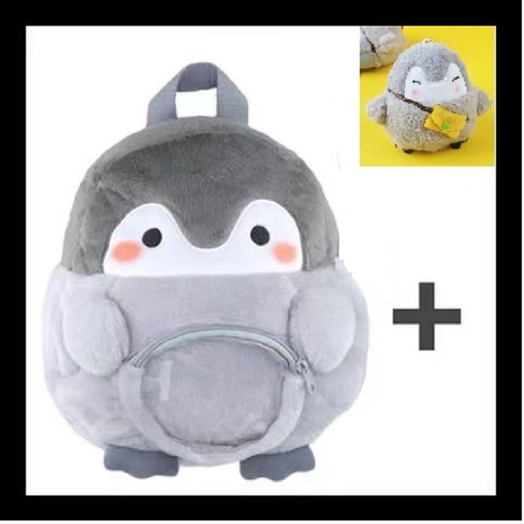 Sacs à dos en peluche de poupée mignonne de dessin animé de pingouin