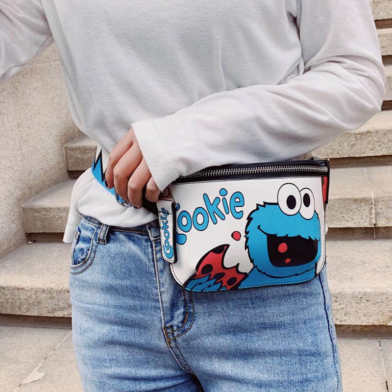 Women's Cartoon Punk Sesame Street Fashion Pouches Waist Packs