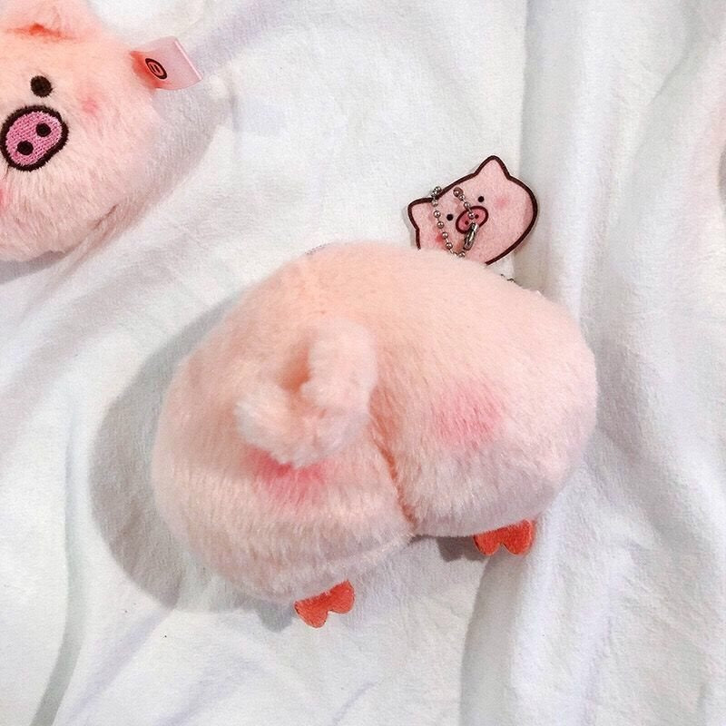 Porte-monnaie chic en peluche avec tête de cochon et cœur