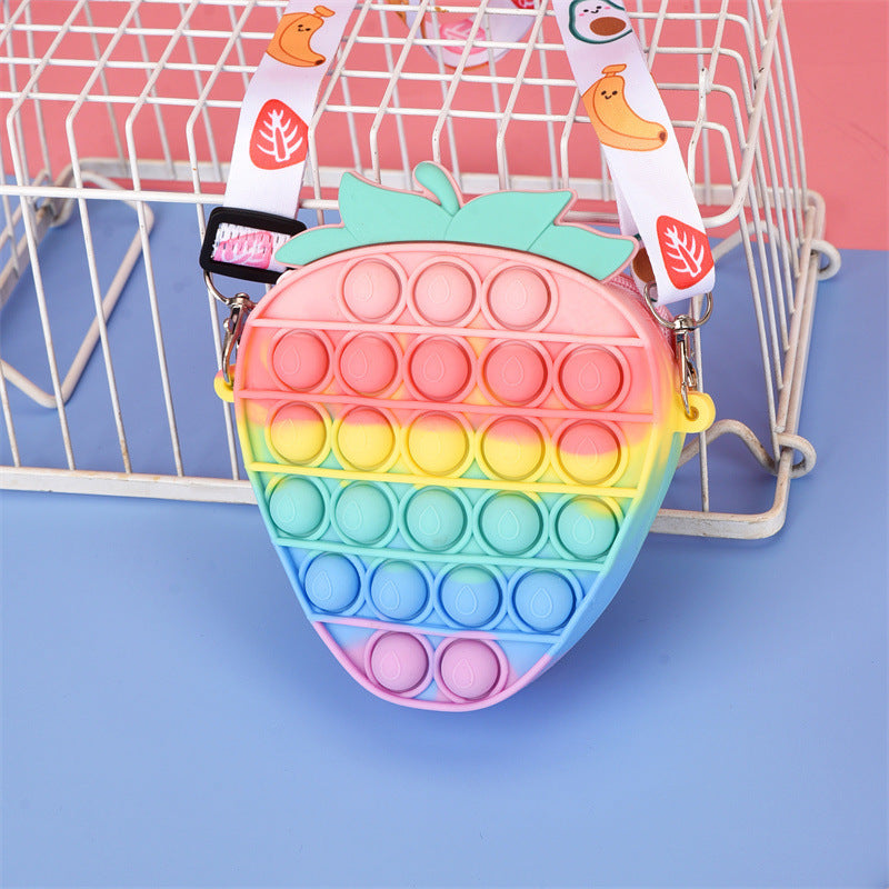 Cartoon Silicone Strawberry Cute Rainbow Female Coin Purses