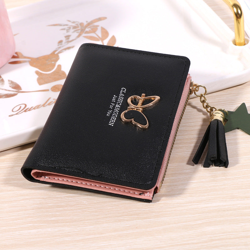 Women's Fold Tassel Korean Style Soft Leather Simple Ladies Wallets