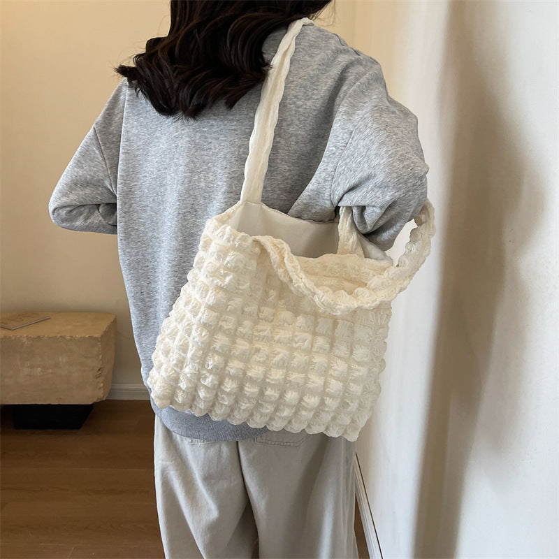 Women's Style Seersucker Three-dimensional Ge Tote Simple Shoulder Bags