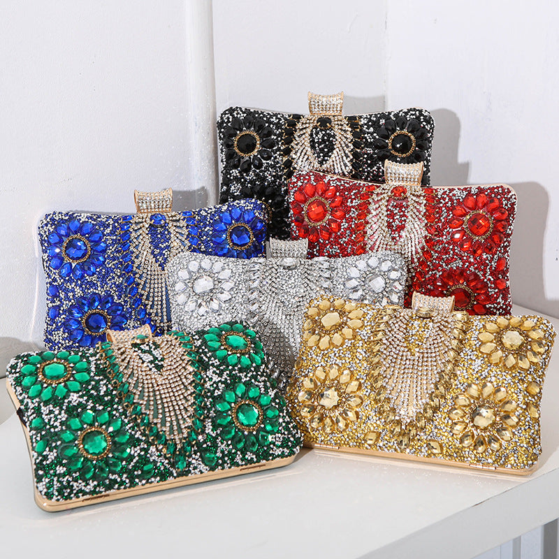 Women's Diamond Banquet Dress Portable Small Square Evening Bags