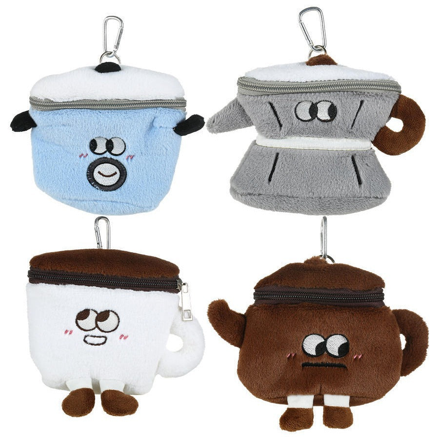 Série de tasses de théière, porte-monnaie de rangement créatif en peluche avec Expression drôle