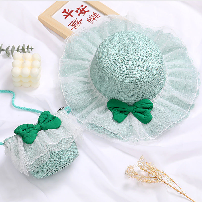 Children's Lace Bow Straw Woven Little Cute Bags