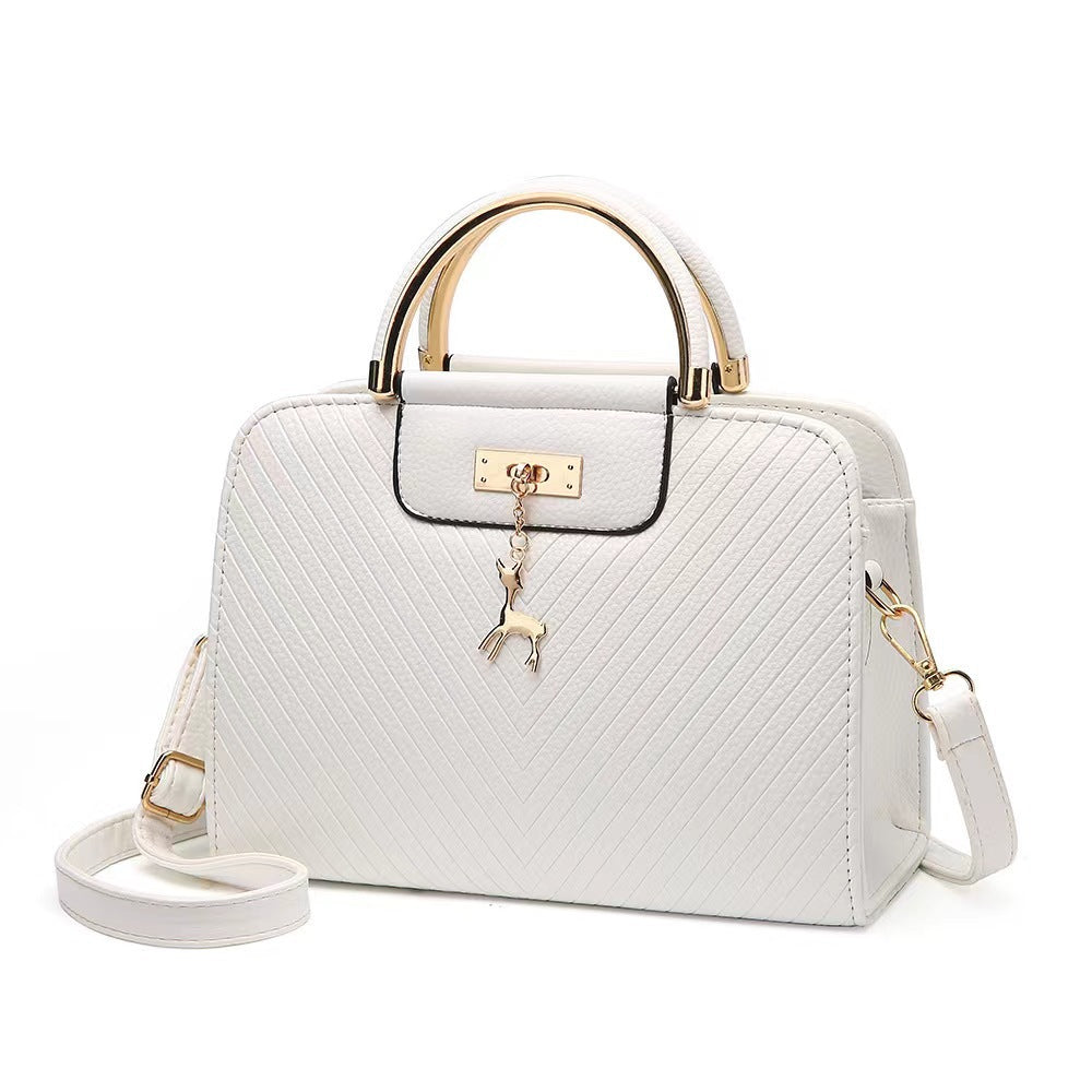 Women's Spring Striped Embossed Portable Fashion Classic Shoulder Bags