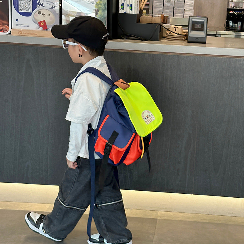 Children's Fashion Color Contrast Boys Canvas Small Children's Backpacks