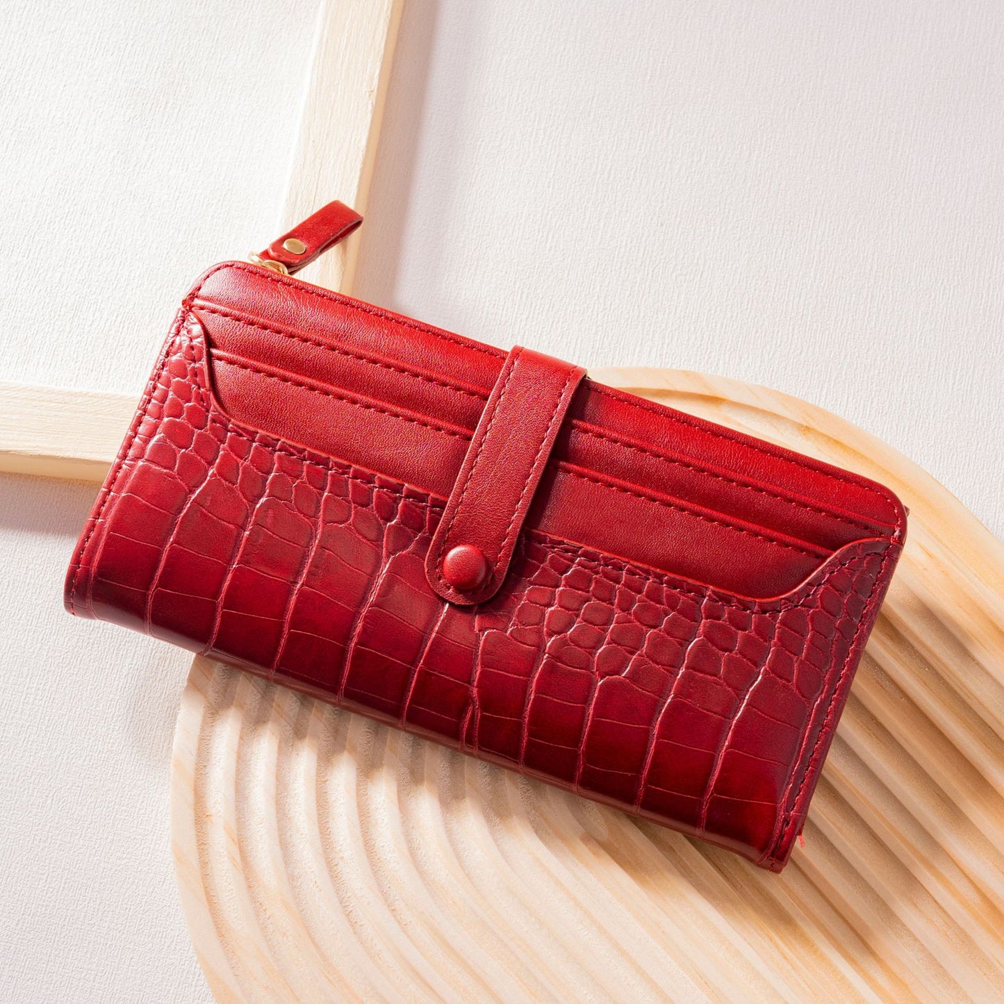 Women's Long Fashion Clutch Crocodile Pattern Zipper Hasp Creative Ladies Wallets