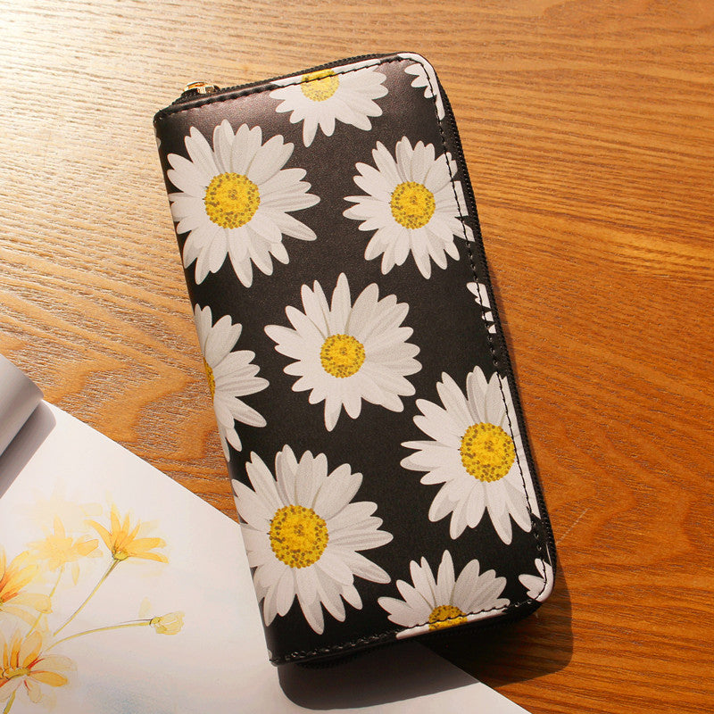 Women's Source Sunflower Printed Single Zipper Van Ladies Wallets