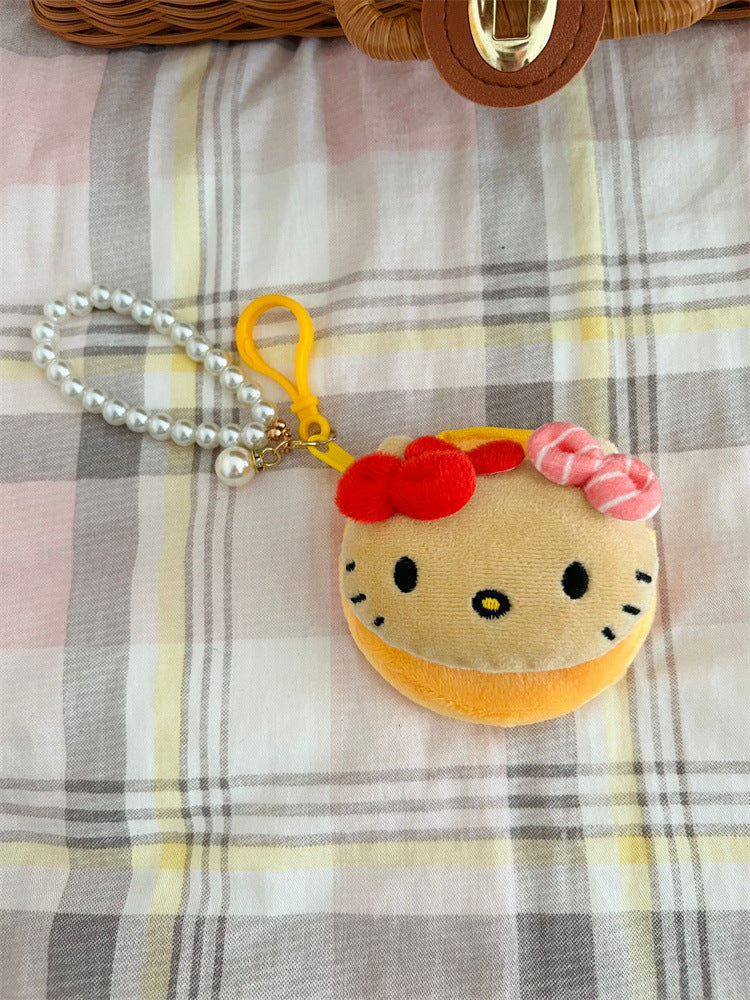 Porte-monnaie créatif en peluche chat hawaïen, pendentif de banque