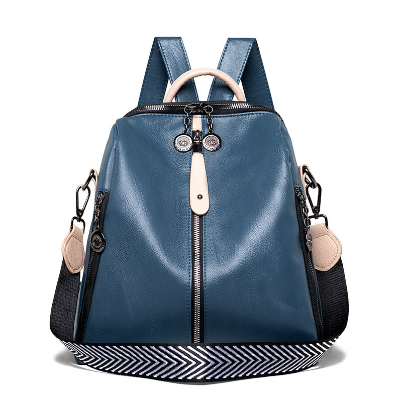 Women's Springtide Korean Fashionable Soft Leather Large Backpacks