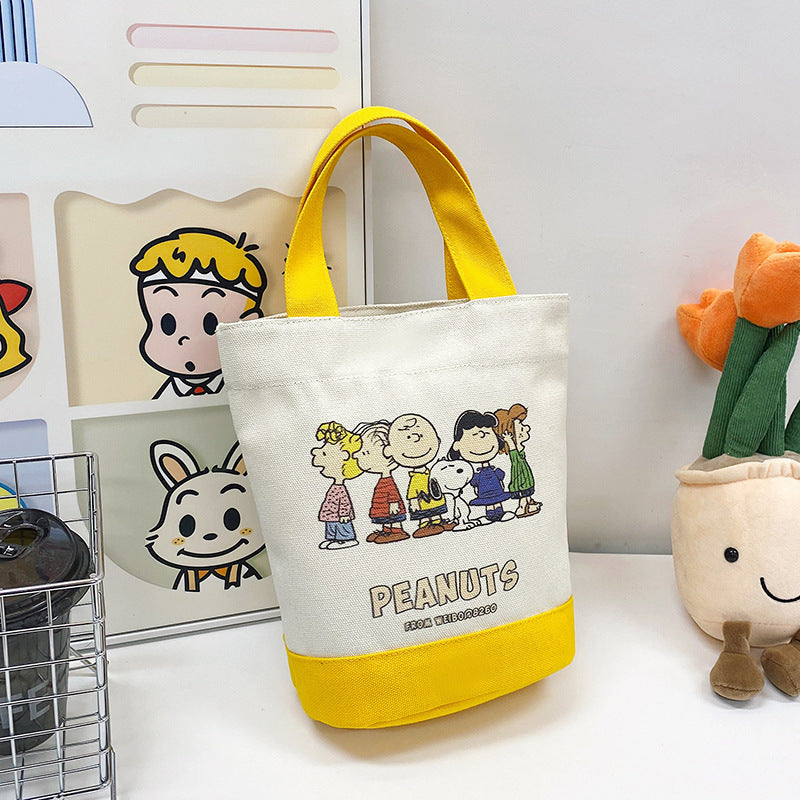 Bucket Canvas Cartoon Printed Animal Letter Bags