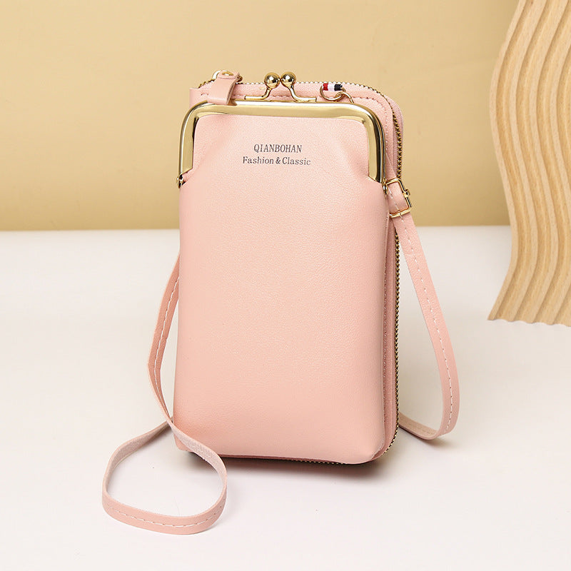 Modèle vertical pour femme en sacs de téléphone intégrés en cuir de forme carrée