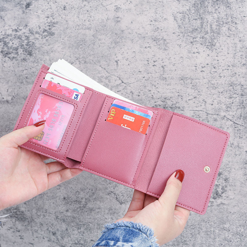 Style Han Elements Short Junior High Small Simple Multifunctional Ladies Wallets