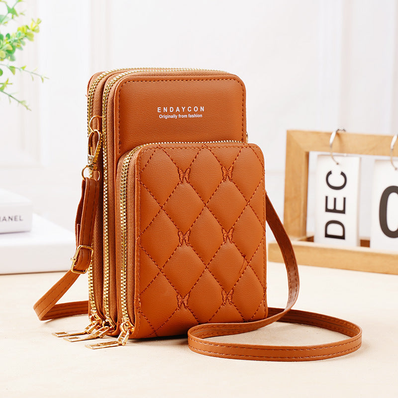 Women's Stylish Versatile Mini Zipper Solid Color Phone Bags