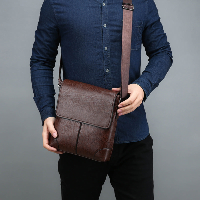 Men's Leather Tactile Feel Trendy Korean Style Men's Shoulder Bags