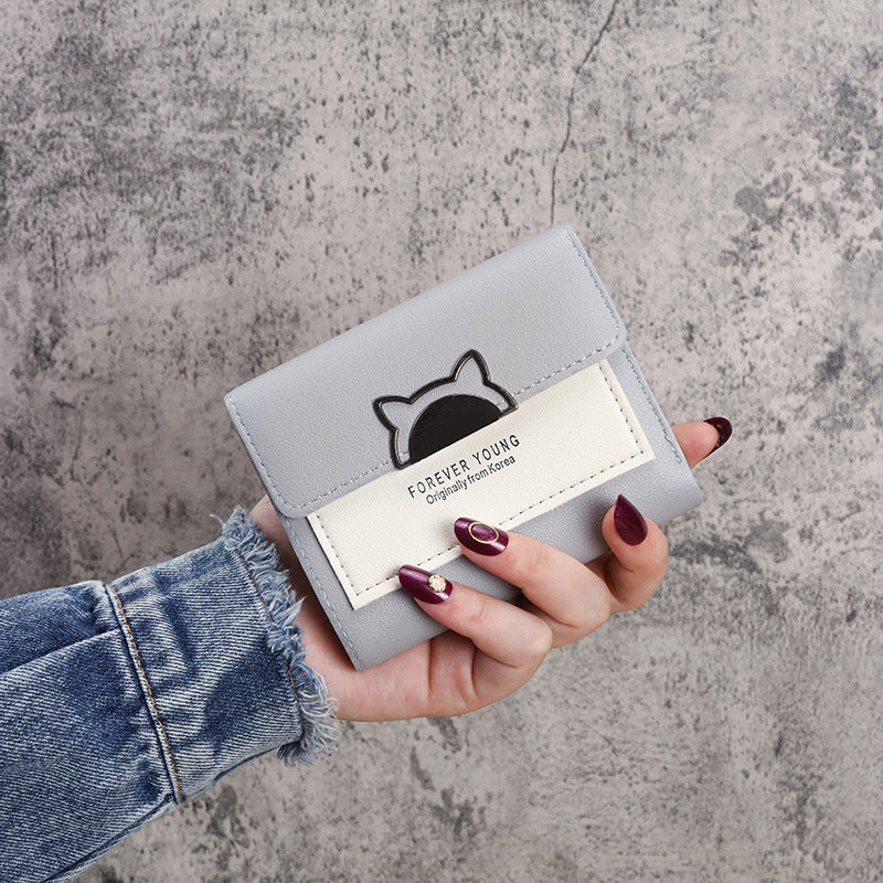 Women's Short Korean Style Fashionable Folding Personality Cute Ladies Wallets