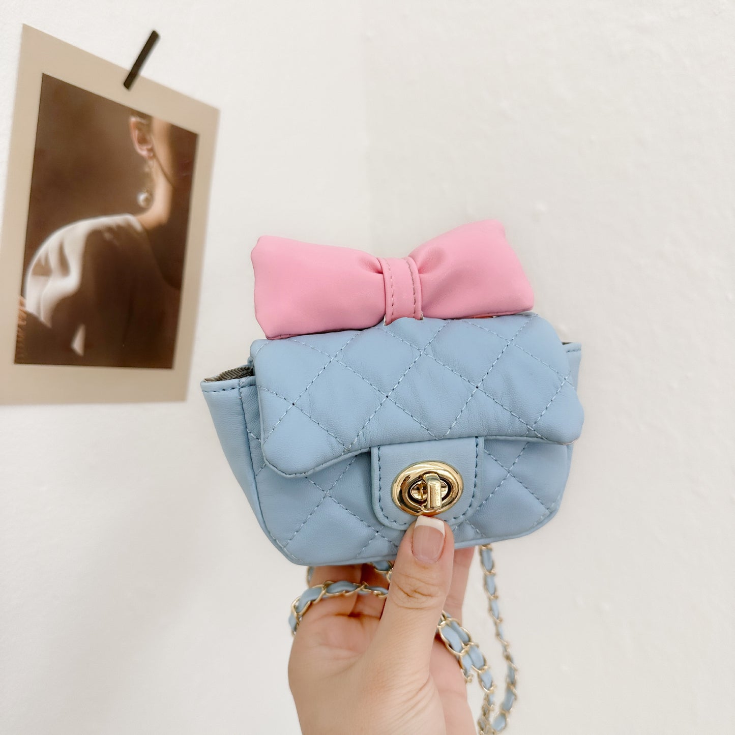 Children's Korean Diamond Embroidery Thread Bow Trendy Children's Shoulder Bags