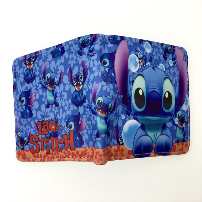 Cute Cartoon Stitch Short Anime Blue Long Coin Purses