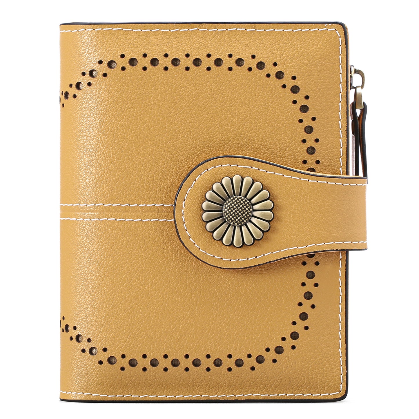 Women's Short Oil Wax Leather Zipper Ladies Wallets