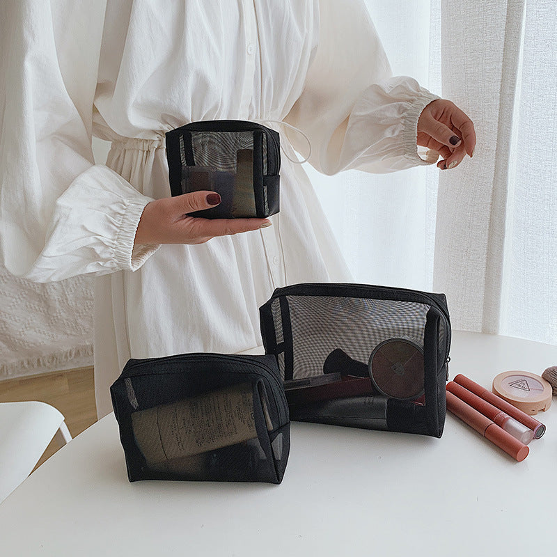 Simple Transparent Mesh Toiletry Small Size Cosmetic Bags