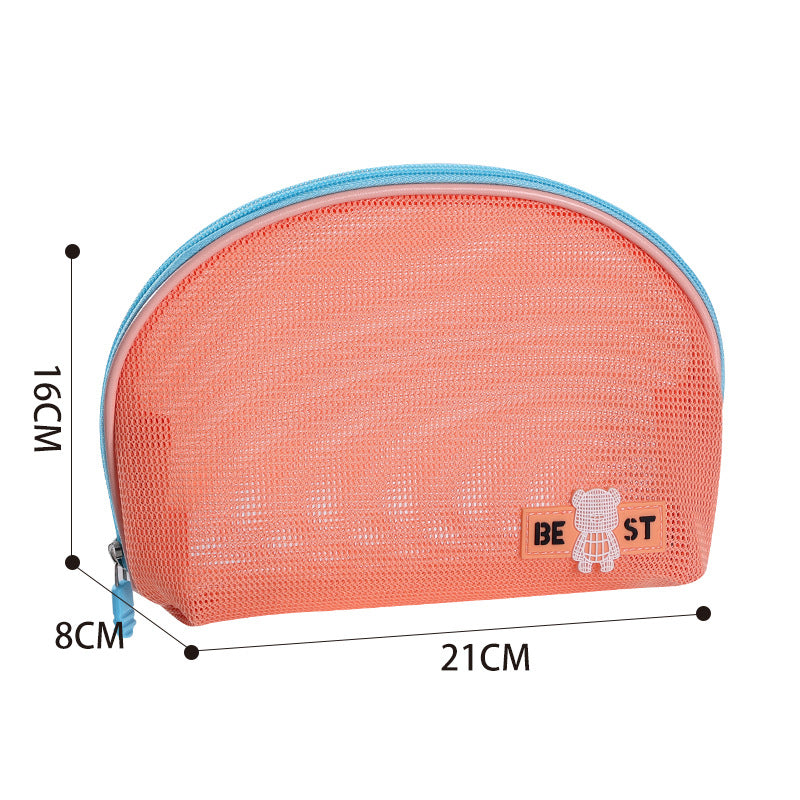 Sacs à cosmétiques en demi-cercle de stockage de brosses utilitaires de cosmétiques en maille