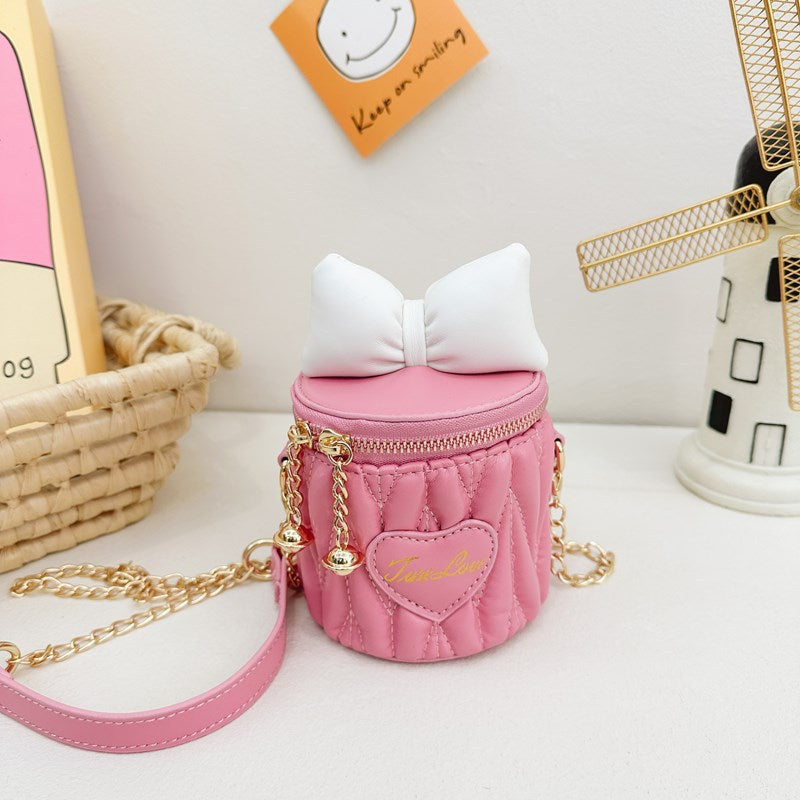 Children's Bow Contrast Color Mini Bucket Western Children's Shoulder Bags