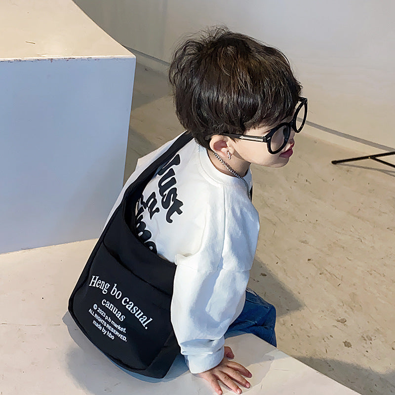 Sacs à bandoulière en toile de Style coréen pour enfants, grande capacité, à la mode