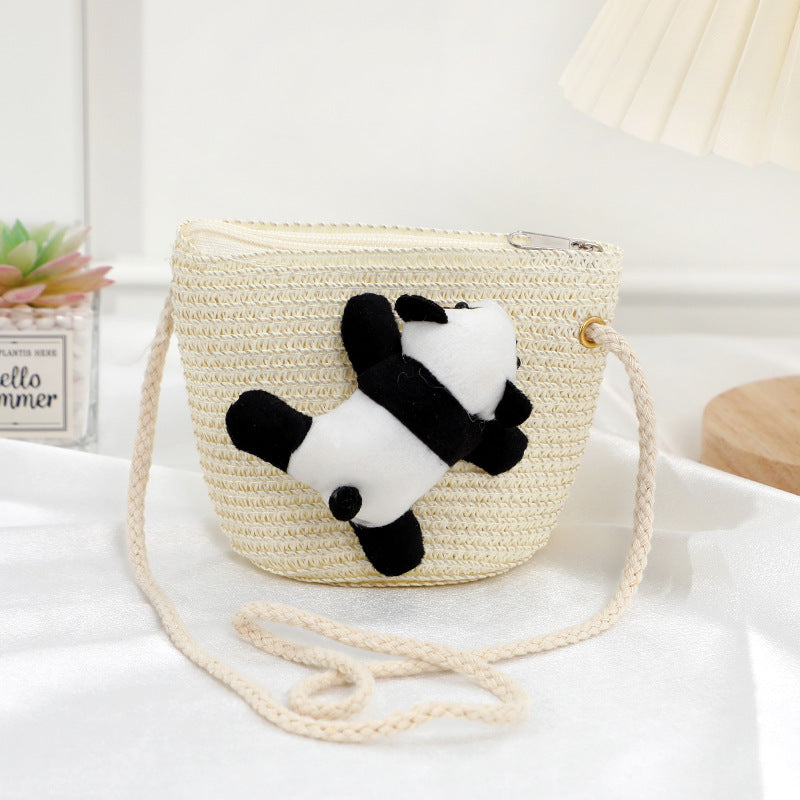 Children's Straw Female Cute Boy Western Style Leaning Bear Children's Coin Purse