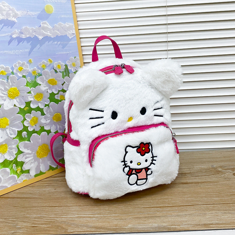 Cartoon Cute Plush Cat Clow Pom Children's Backpacks