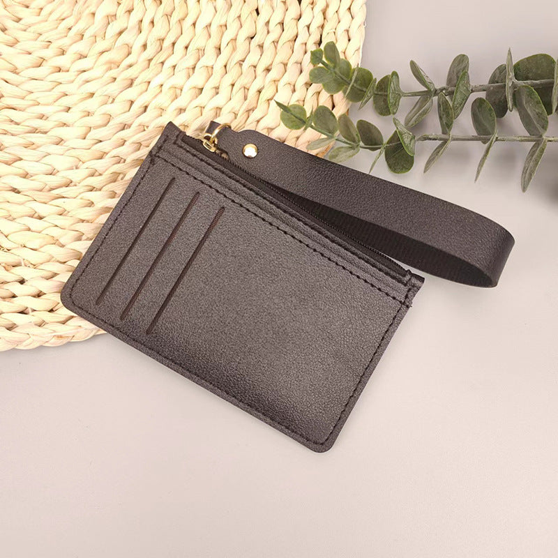 Women's Wrist Strap Zipper Solid Color Short Coin Purses