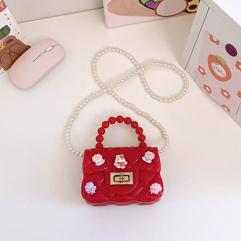 Children's Cute Little Gel Cartoon Mini Pearl Children's Shoulder Bags