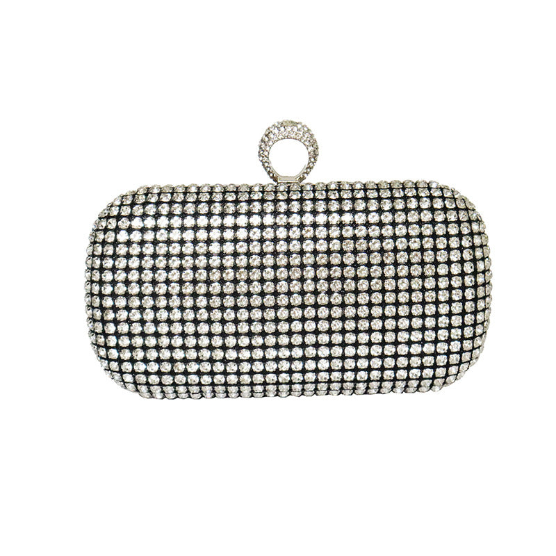 Women's Net Drill Dinner Rhinestone Head Holding Evening Bags