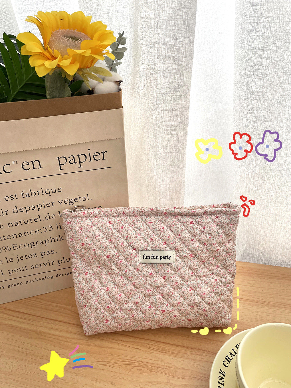 Korean Floral Wash Cute Cartoon Portable Cosmetic Bags